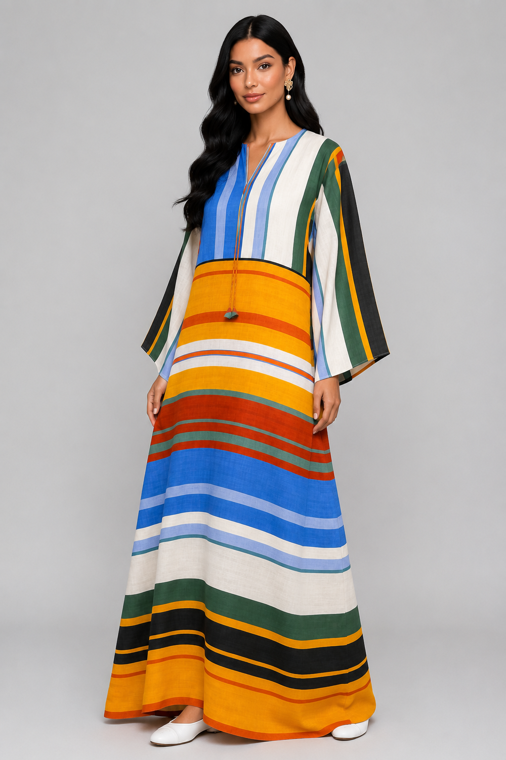Sunset Stripe Kaftan Maxi Dress