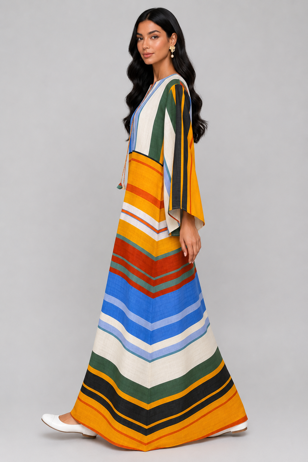 Sunset Stripe Kaftan Maxi Dress