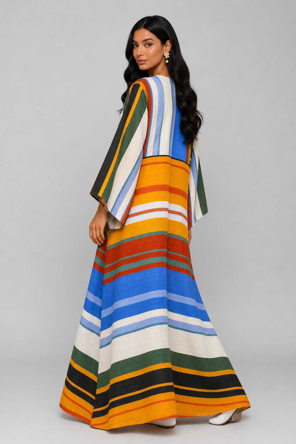 Sunset Stripe Kaftan Maxi Dress