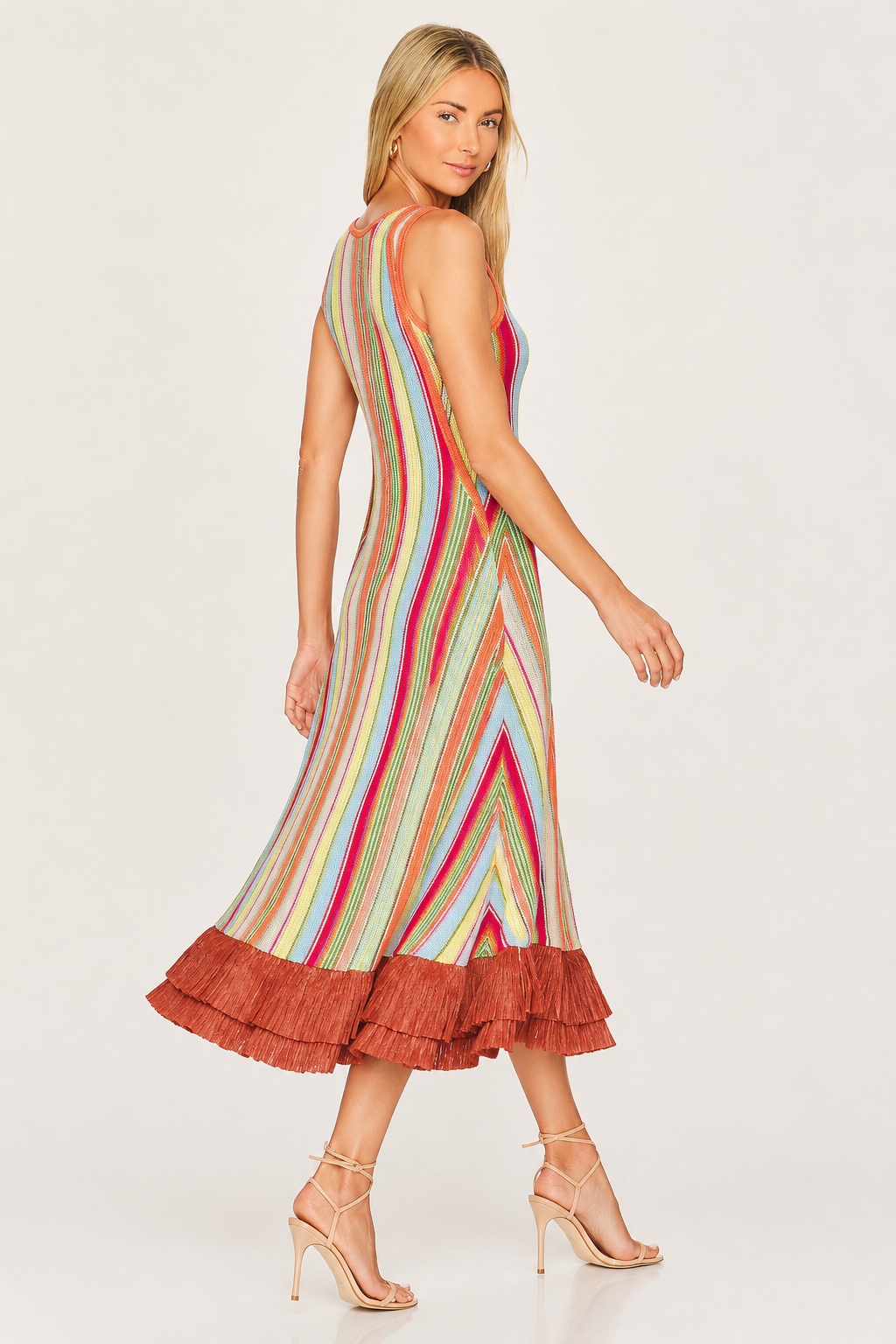 Striped Fringe Midi Dress
