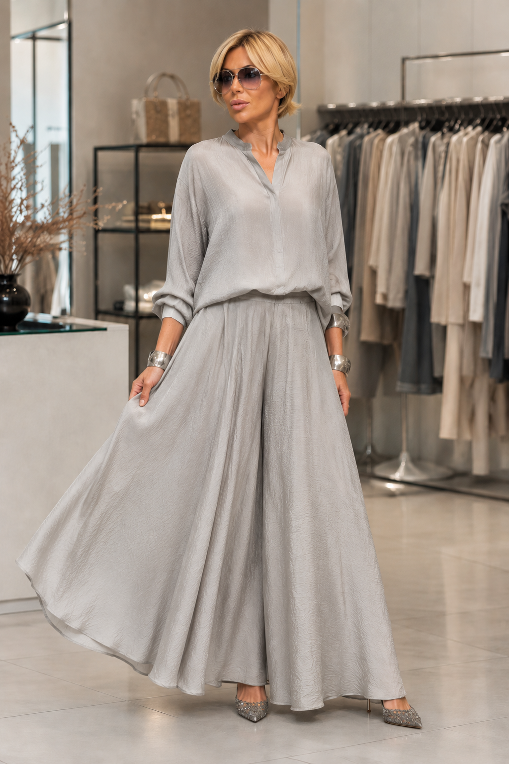 Sada maxi z texturovaného saténu