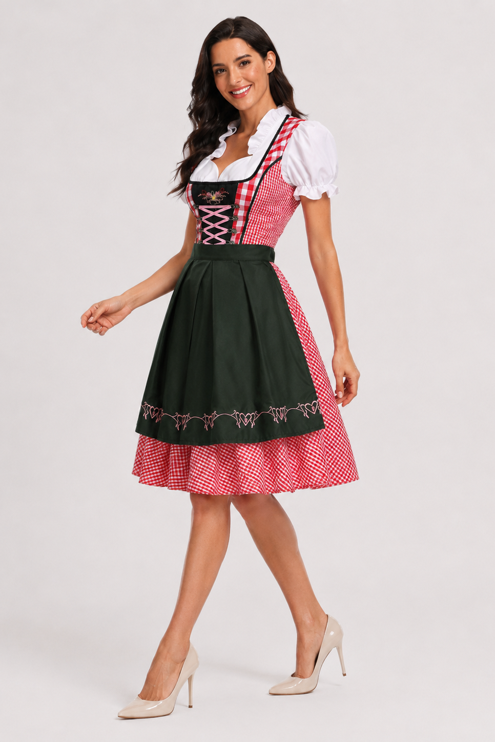 Plaid snørelukningsdirndl kjole