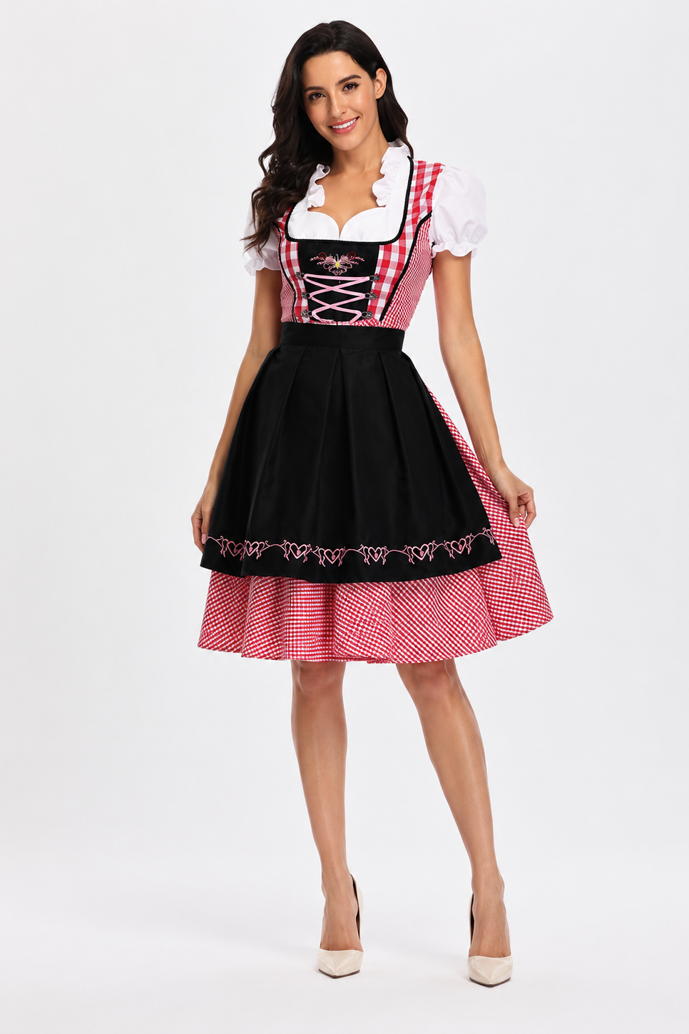 Plaid snørelukningsdirndl kjole