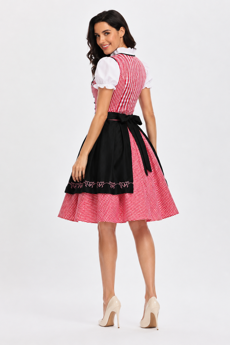 Plaid snørelukningsdirndl kjole