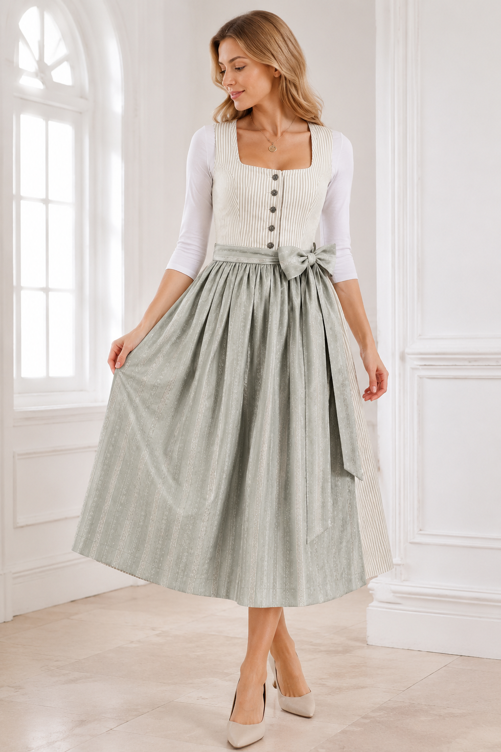 Midi šaty s detailem Heritage Bow