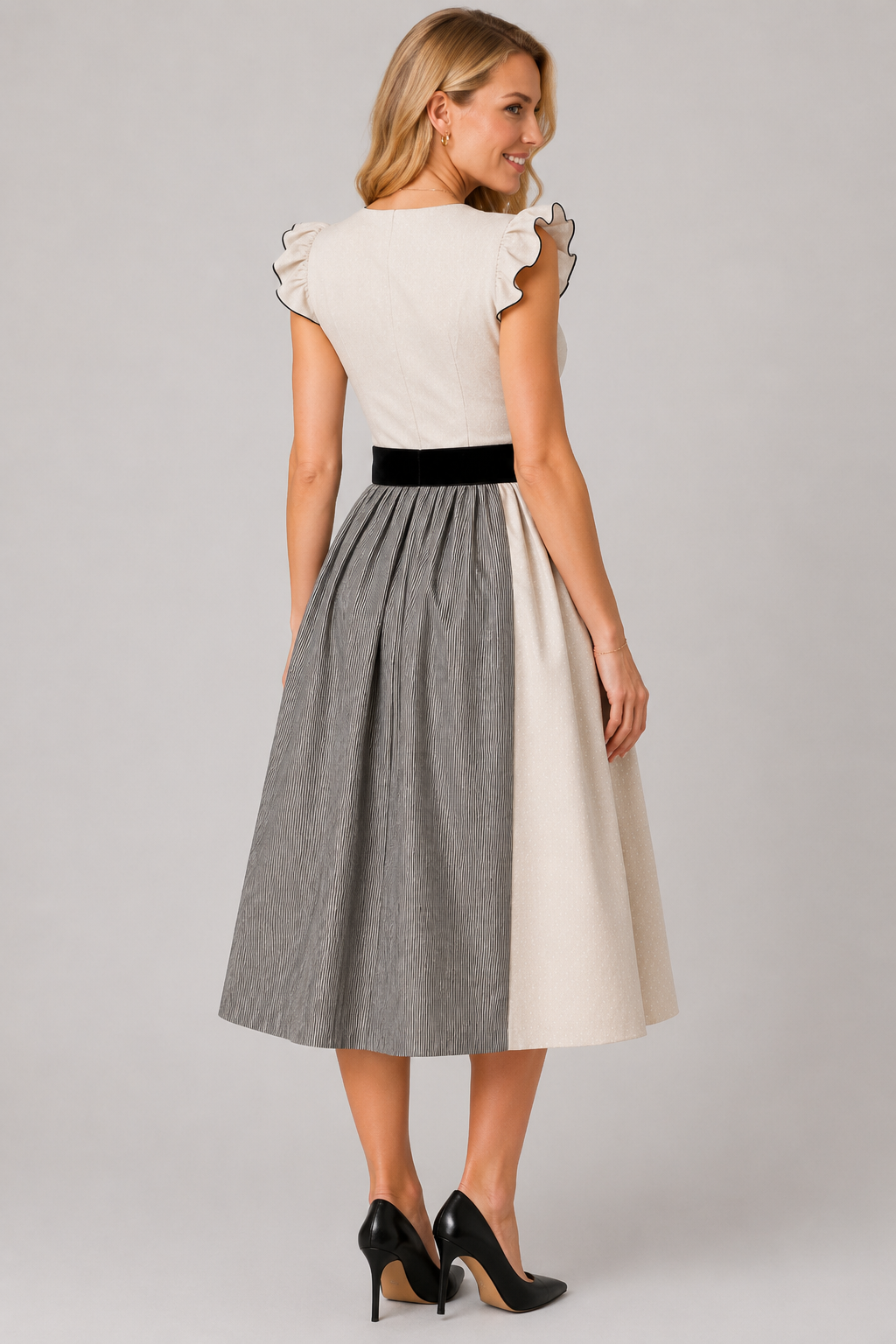Kontrastní midi šaty Bow Dirndl