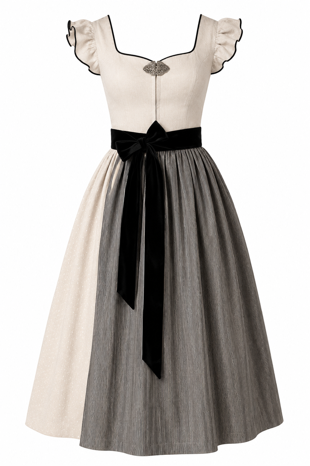 Kontrastní midi šaty Bow Dirndl