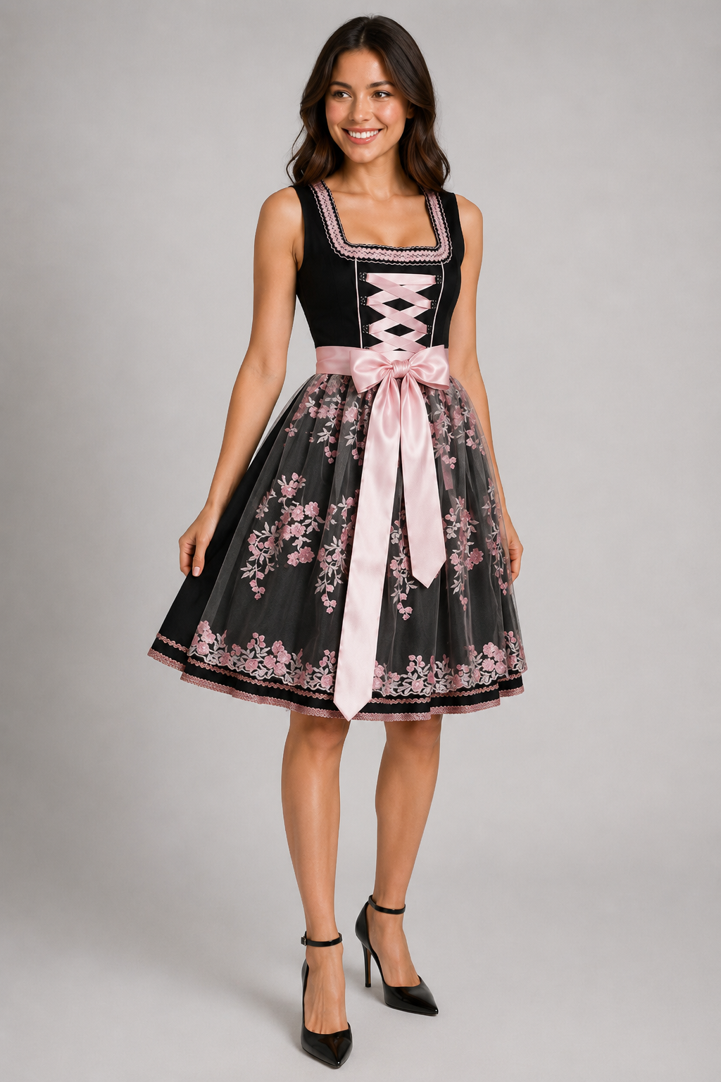 Midi šaty Dirndl s mašlí