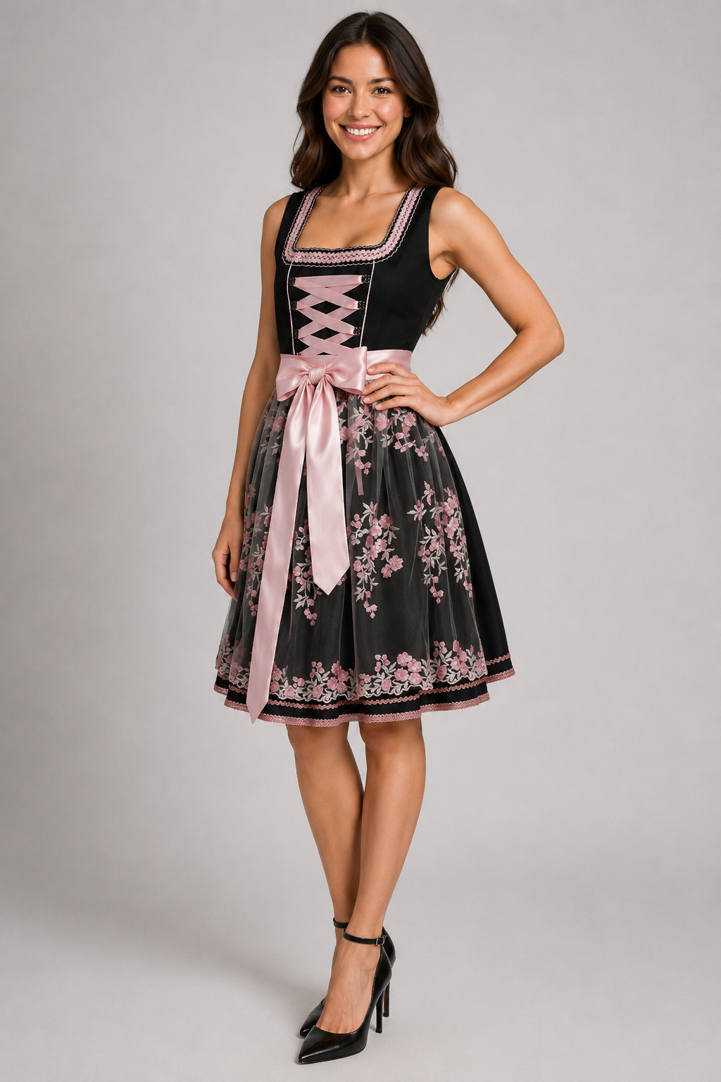 Midi šaty Dirndl s mašlí