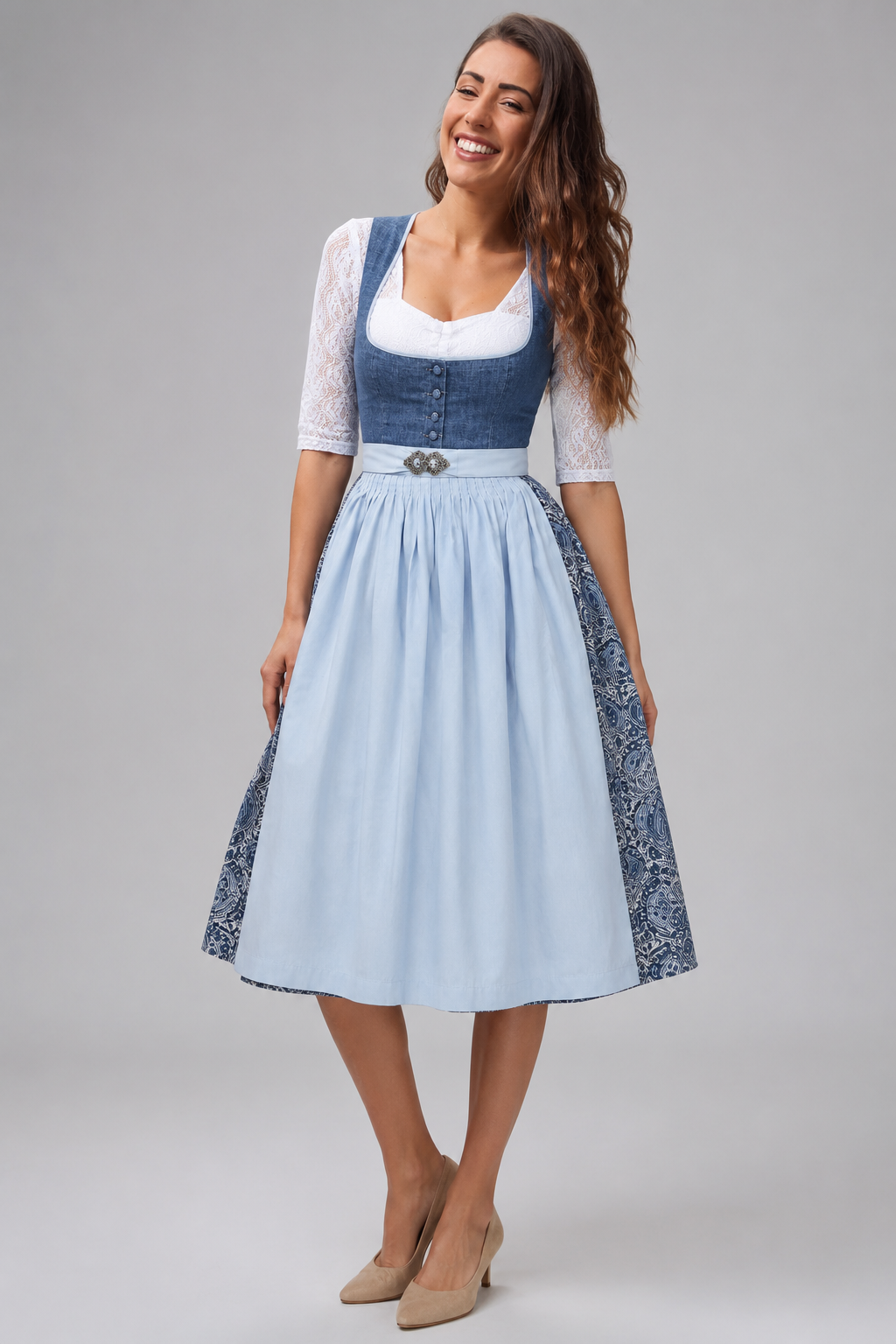Paisley Panel Dirndl Midi Dress
