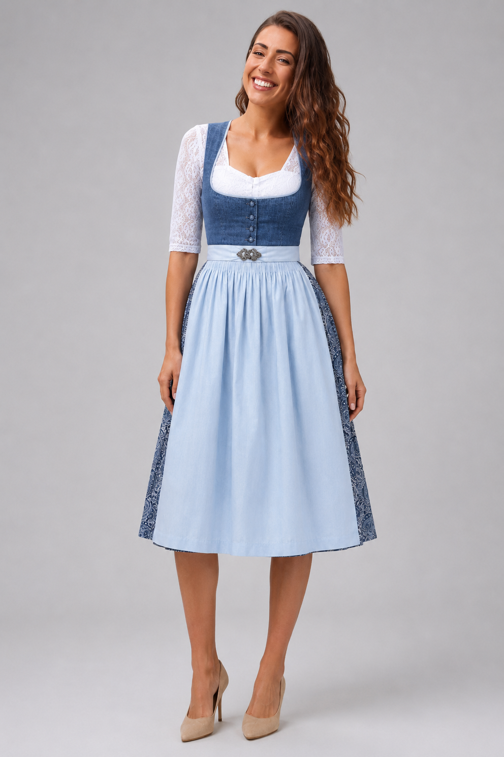 Paisley Panel Dirndl Midi Dress