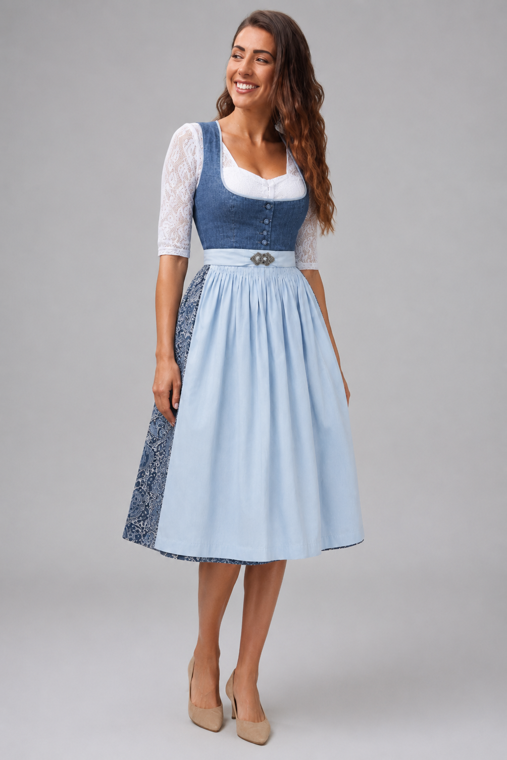 Paisley Panel Dirndl Midi Dress