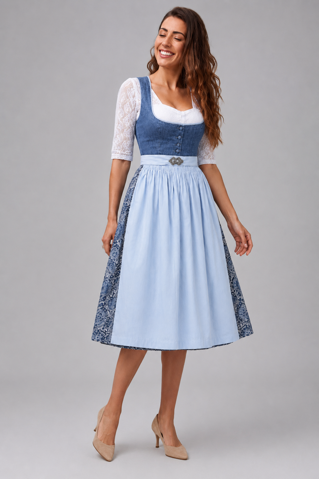 Paisley Panel Dirndl Midi Dress