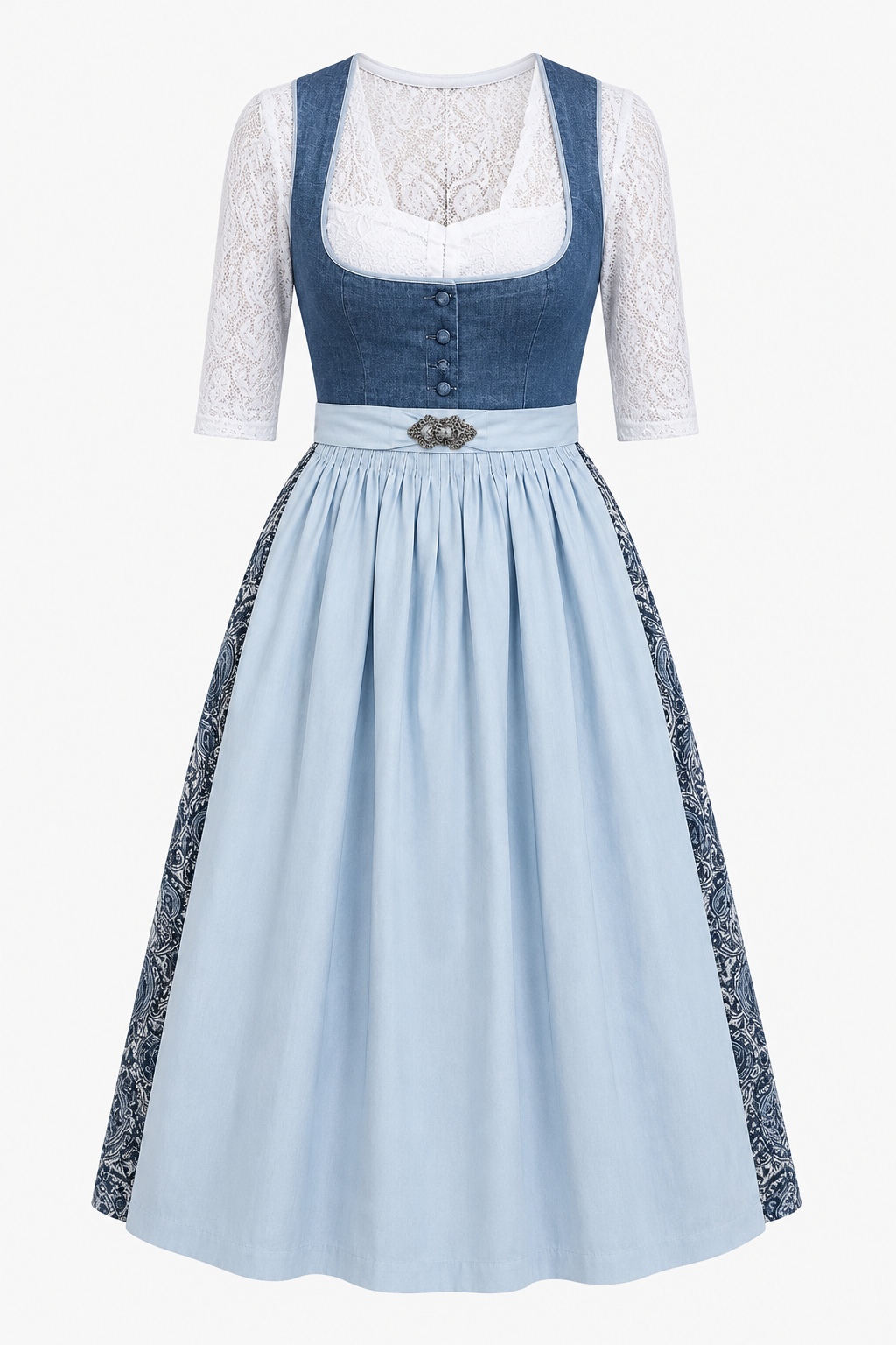 Paisley Panel Dirndl Midi Dress