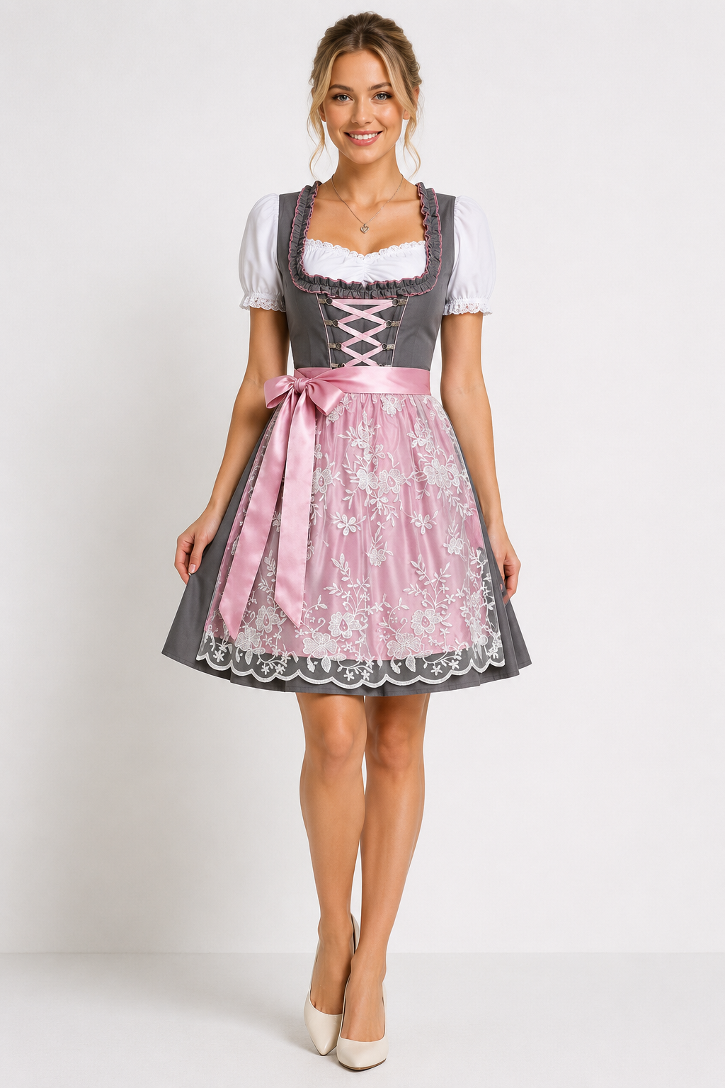Vyšívaná zástěra Dirndl mini šaty