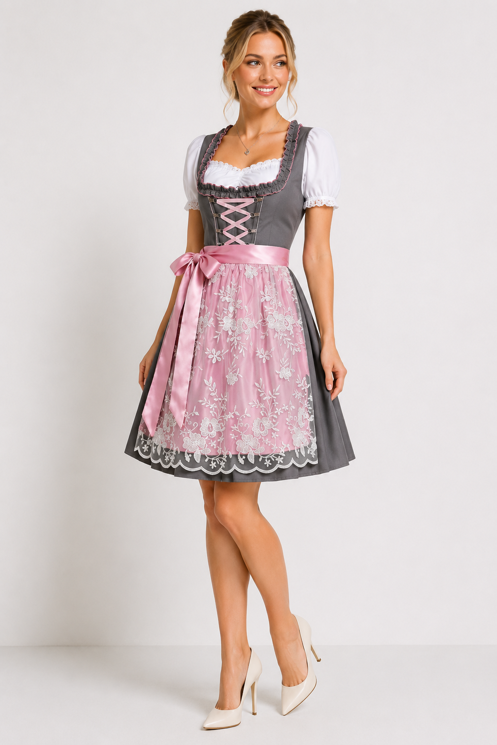 Vyšívaná zástěra Dirndl mini šaty