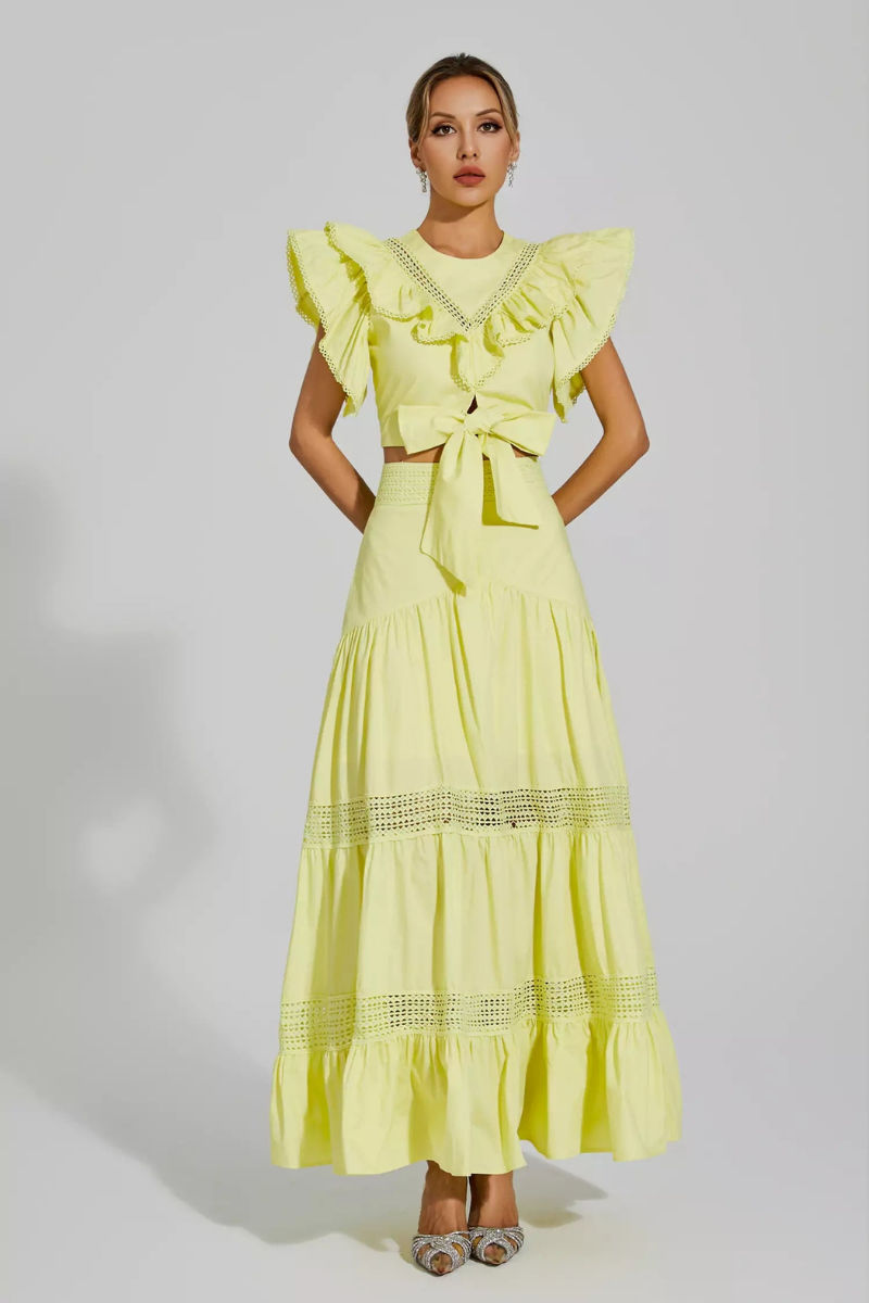 Coraline Round Neck Ruffle Skirt Set