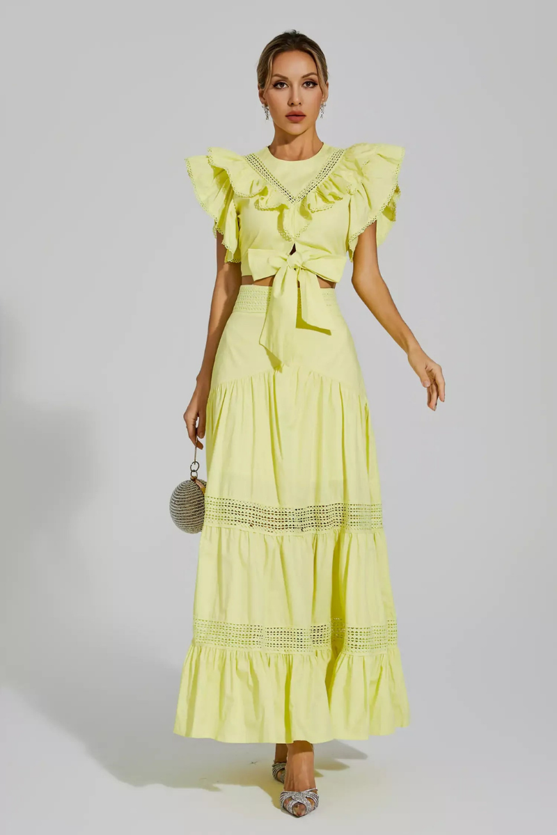 Coraline Round Neck Ruffle Skirt Set