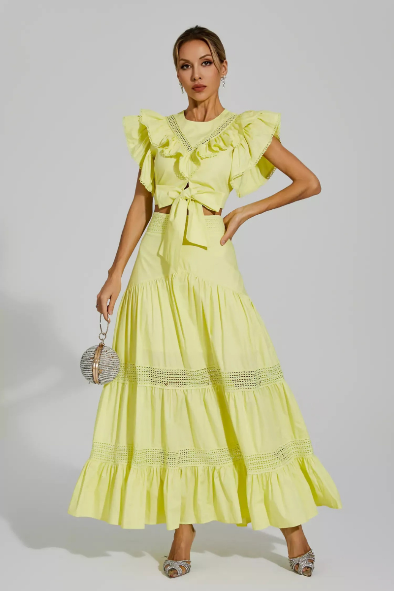 Coraline Round Neck Ruffle Skirt Set