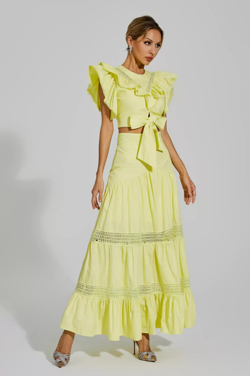 Coraline Round Neck Ruffle Skirt Set