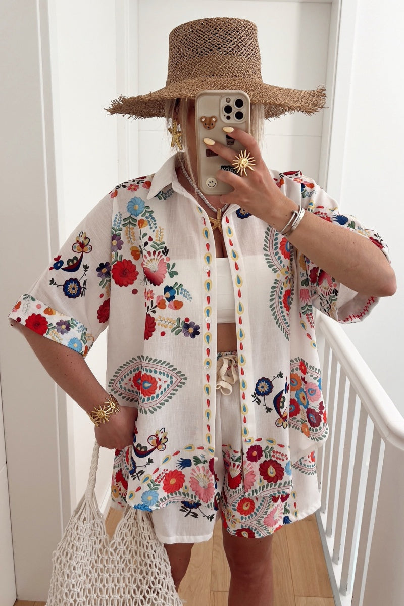Bohemian Linen Shirt Set