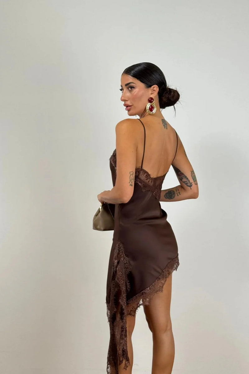 Elegant Lace-Trimmed Slip Mini Dress