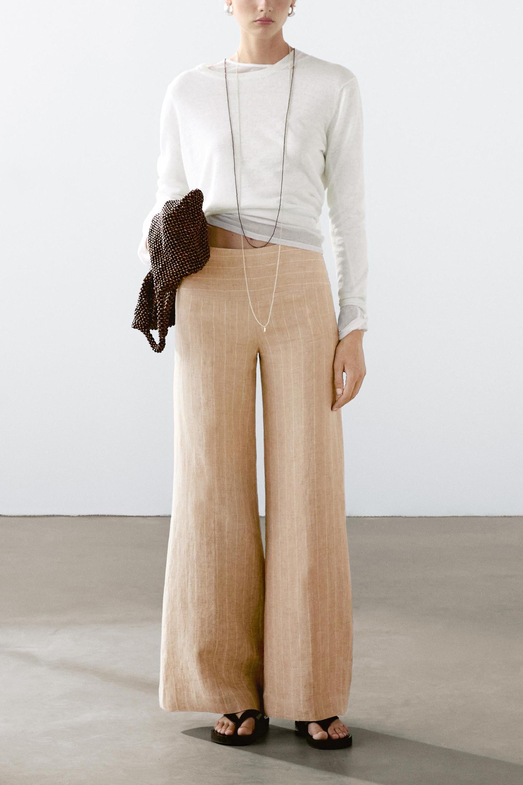 High-Waist Wide-Leg Linen Trousers