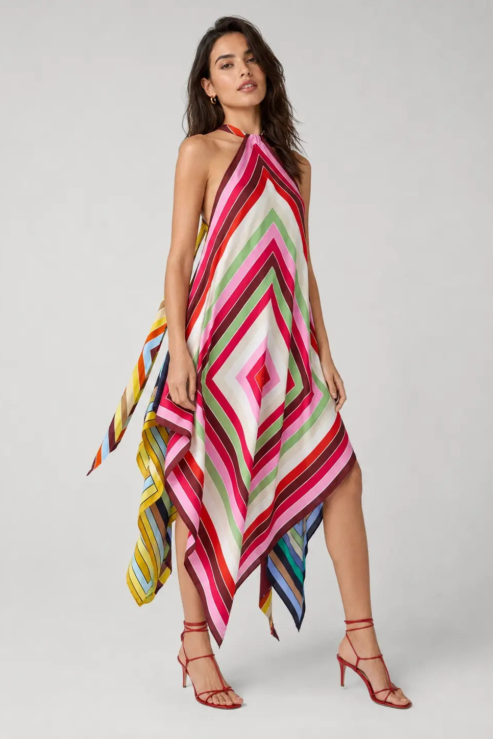 Geometric Halter Handkerchief Dress