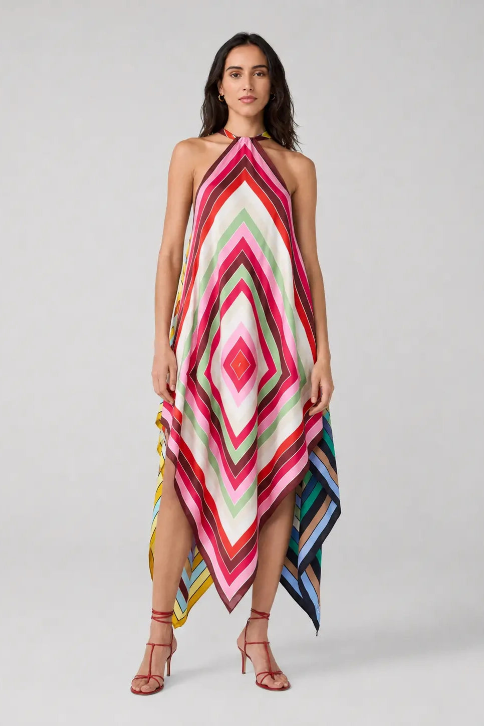 Geometric Halter Handkerchief Dress