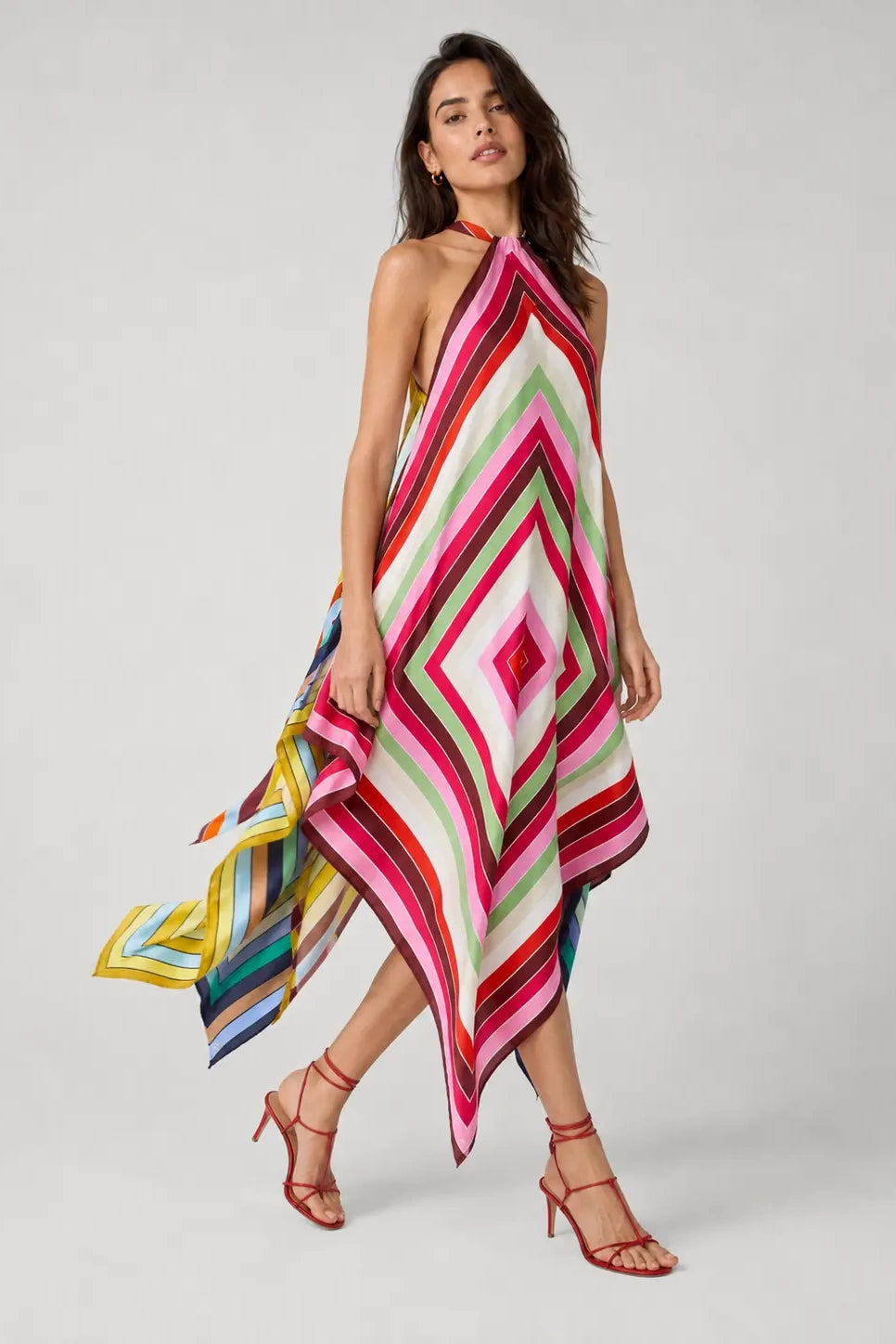 Geometric Halter Handkerchief Dress