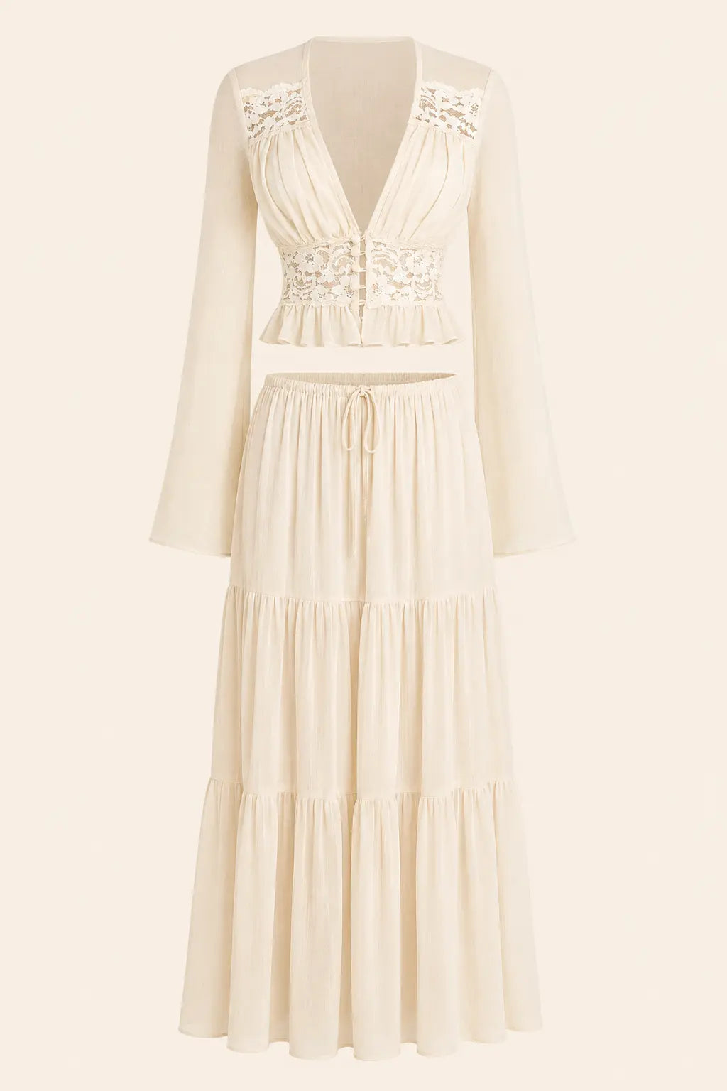 Romantische kanten maxi-set