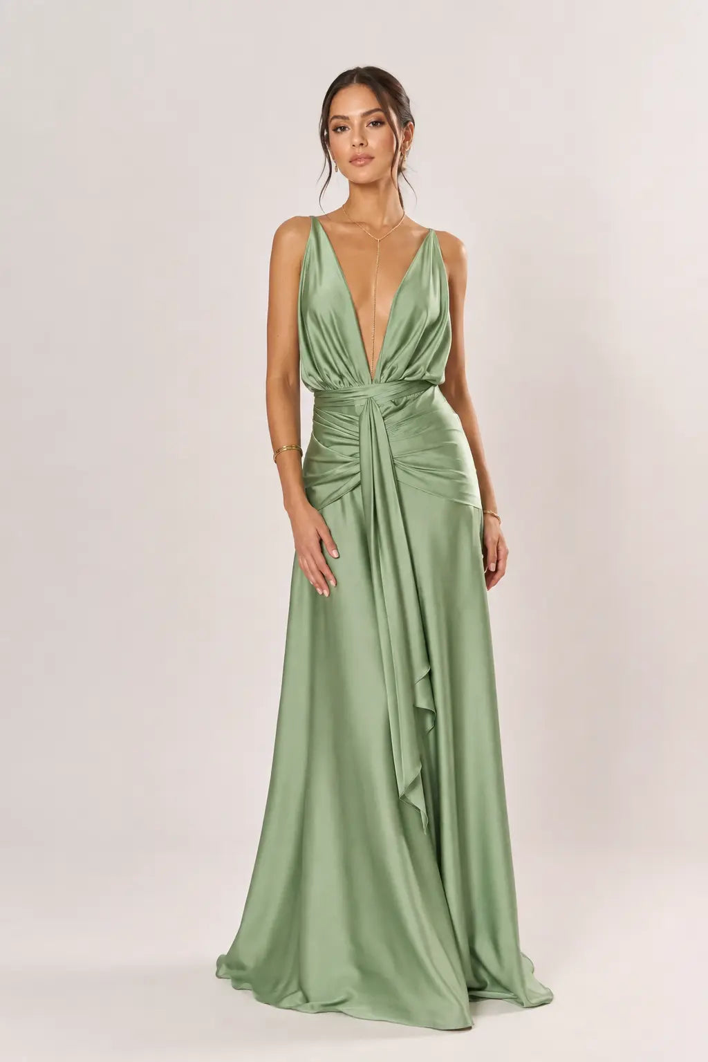 Ruched Draped Evening Gown
