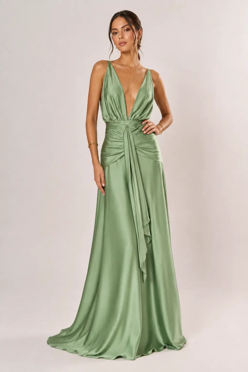 Ruched Draped Evening Gown