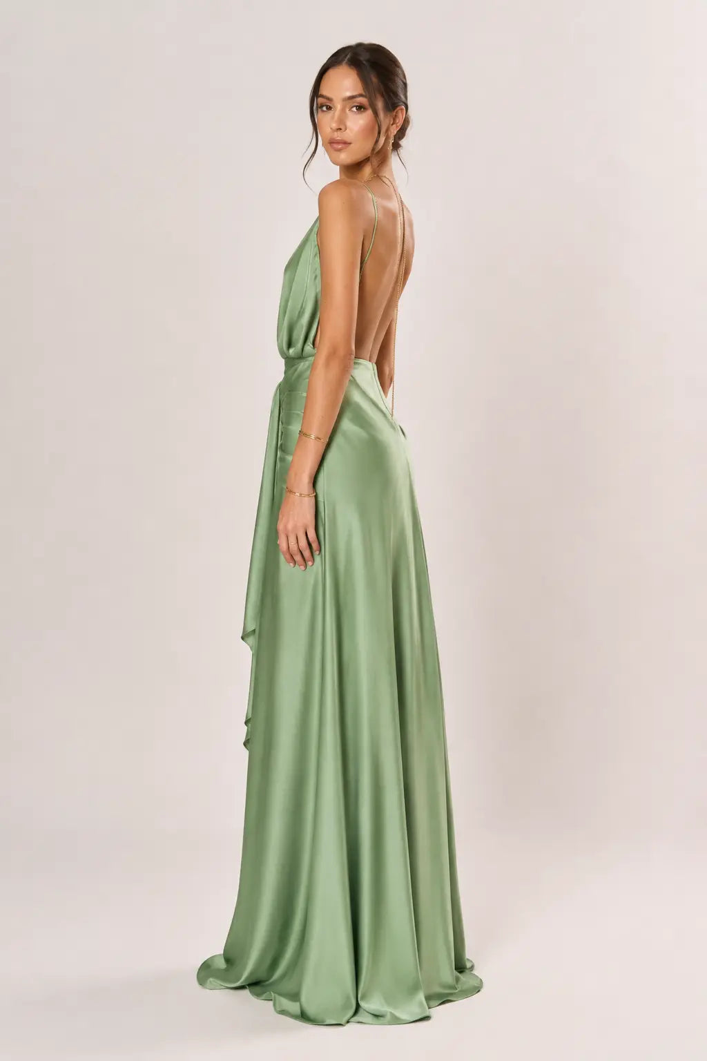 Ruched Draped Evening Gown
