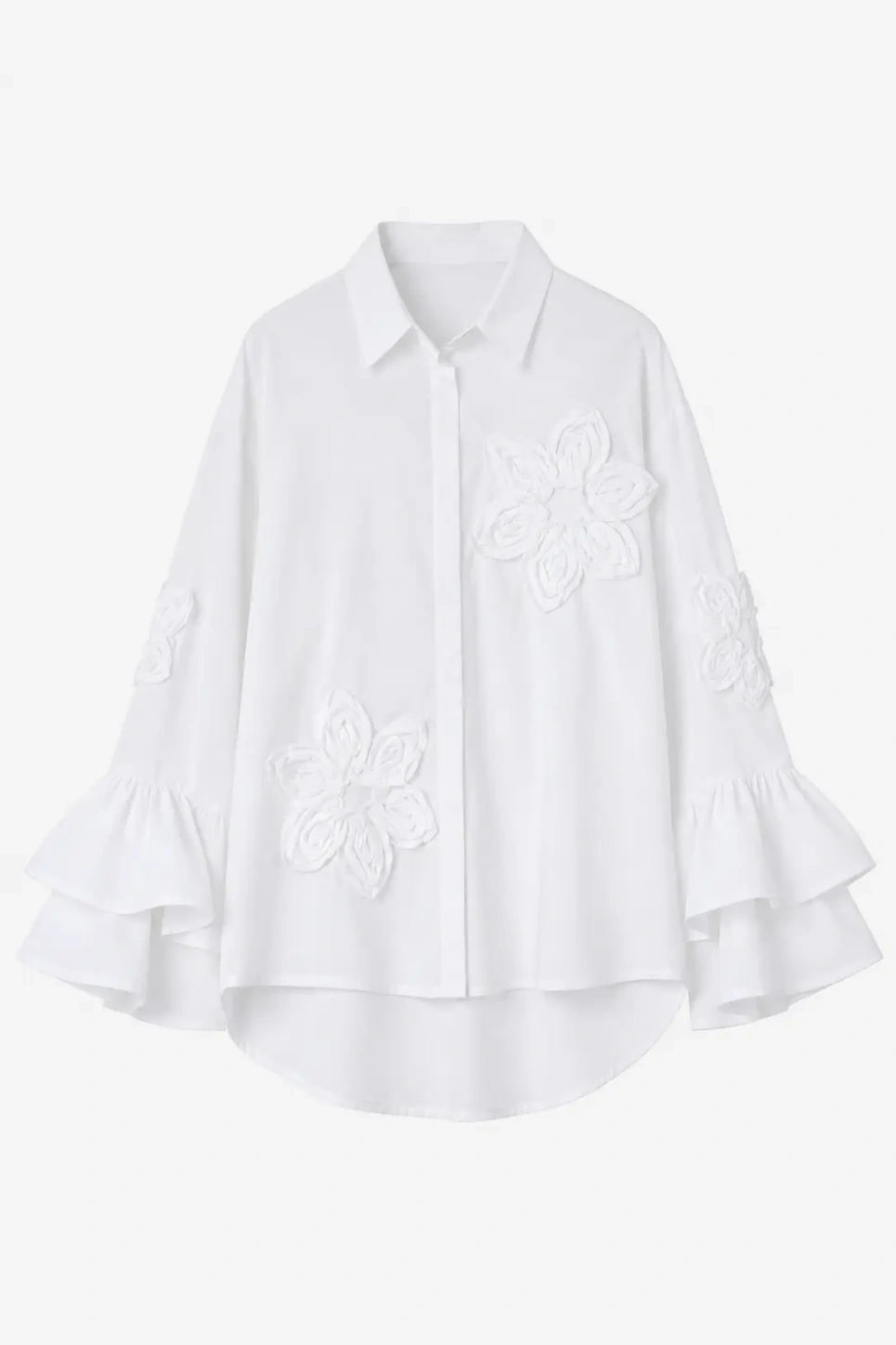 Blomstret skjorte med flæseærmer