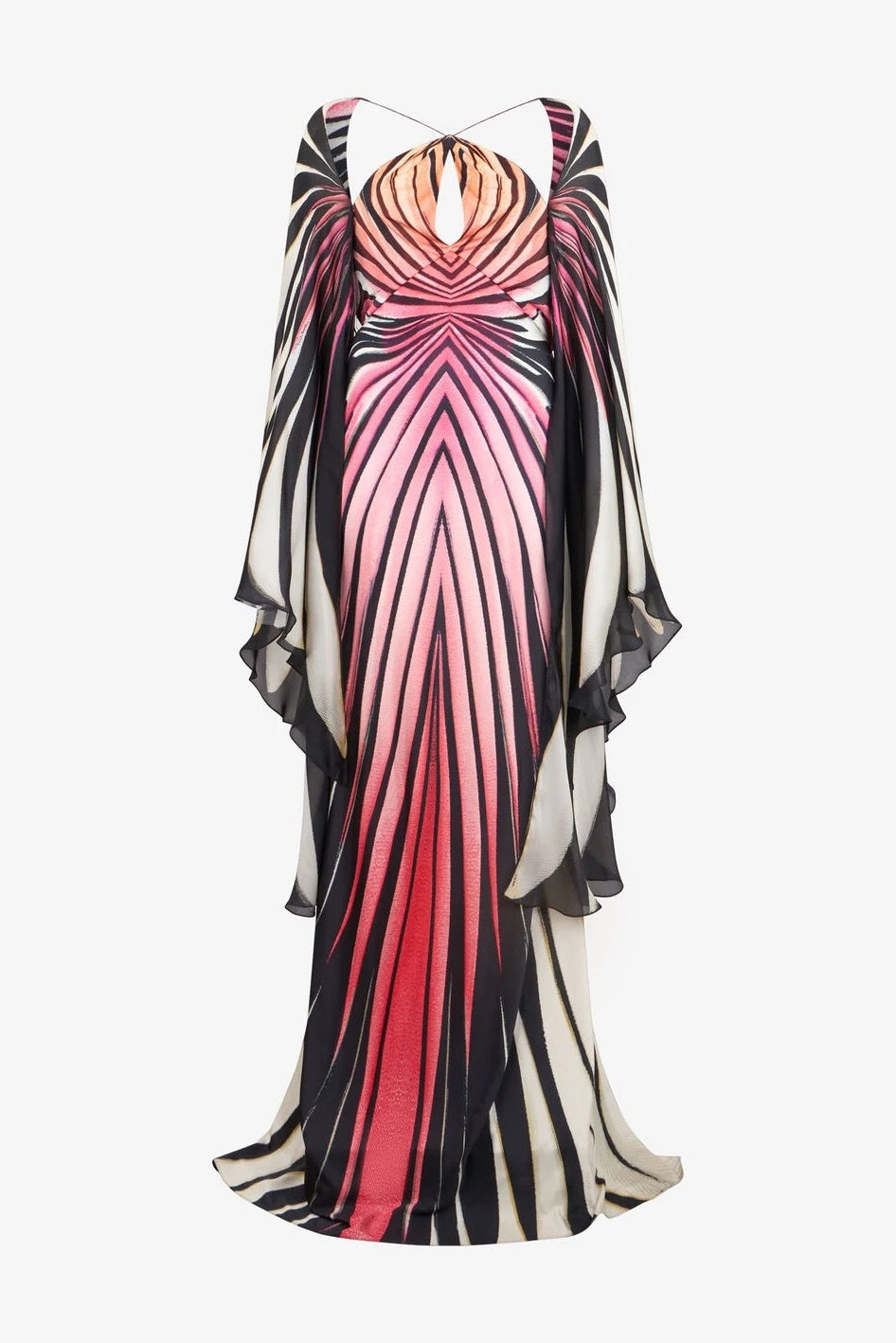 Abstract Cape Maxi Dress
