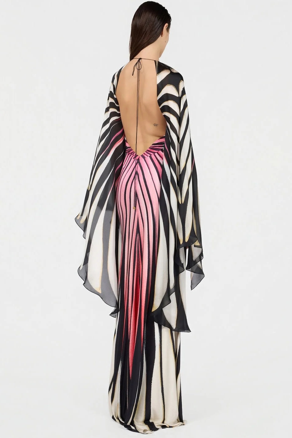 Abstract Cape Maxi Dress