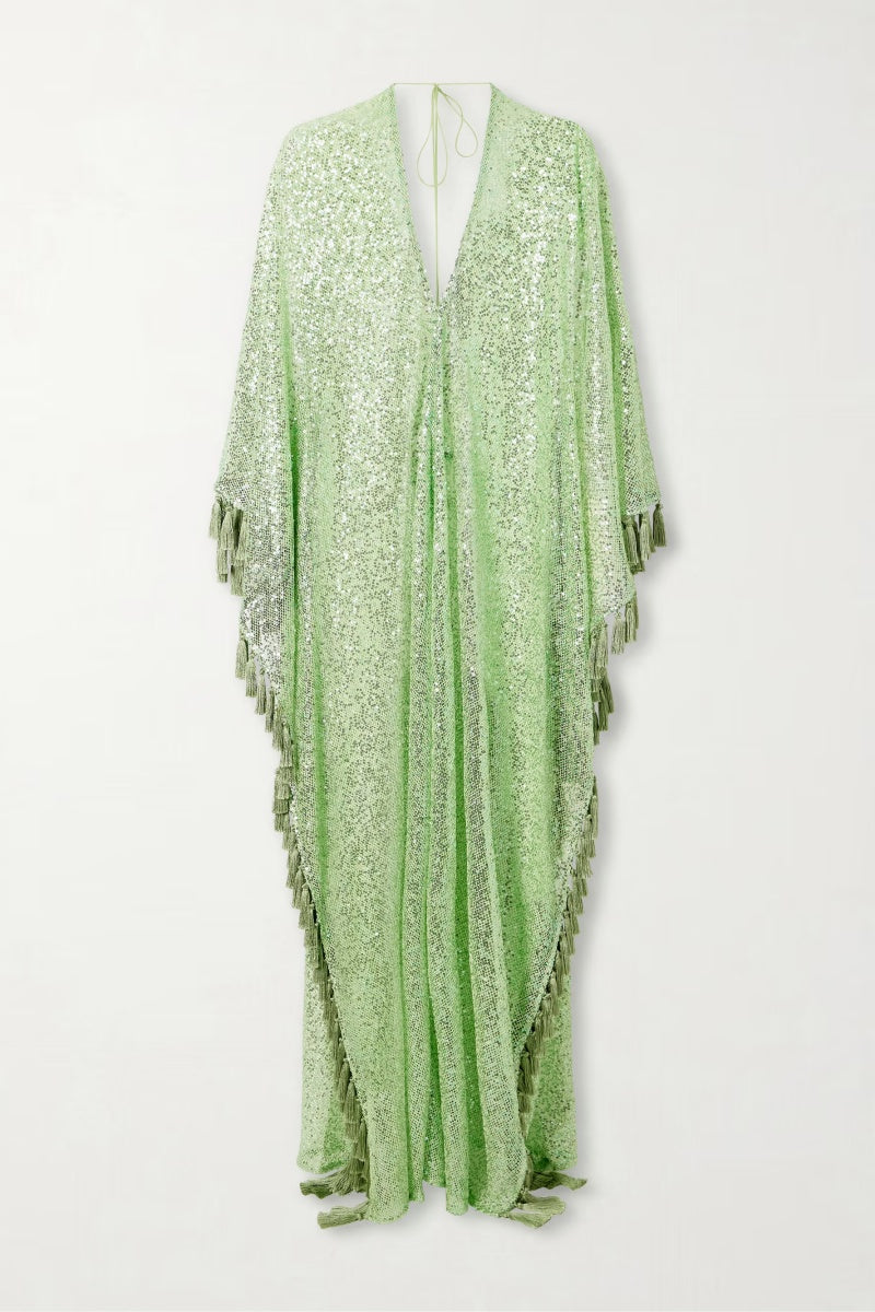 Sequin Fringe Glitter Kaftan