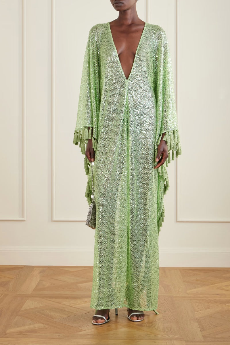 Sequin Fringe Glitter Kaftan