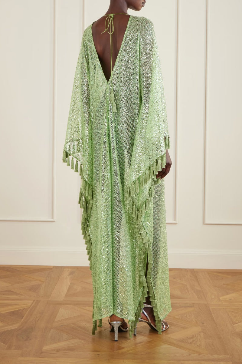 Sequin Fringe Glitter Kaftan