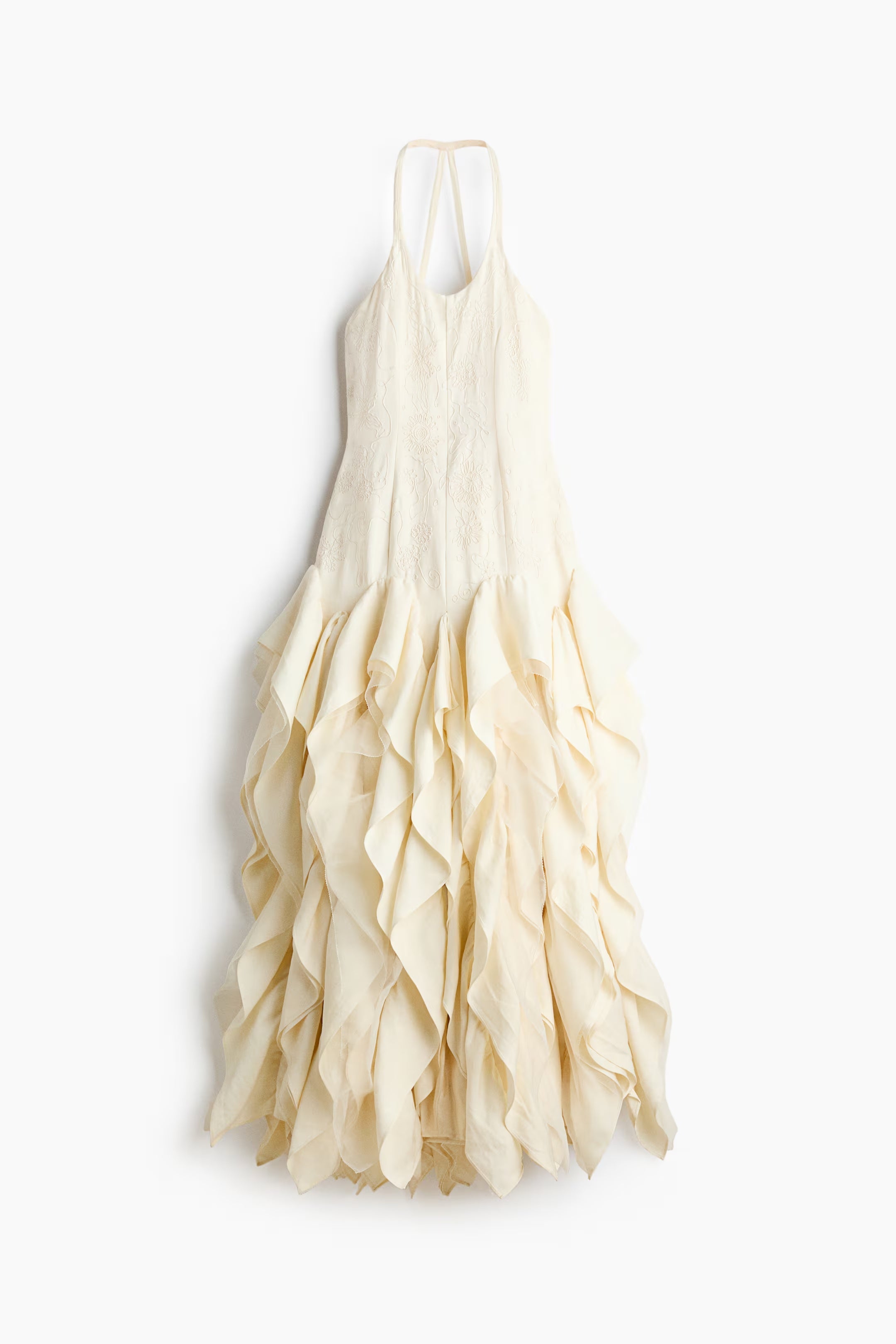 Maxikleid mit Blumenmuster und Volant-Halfter