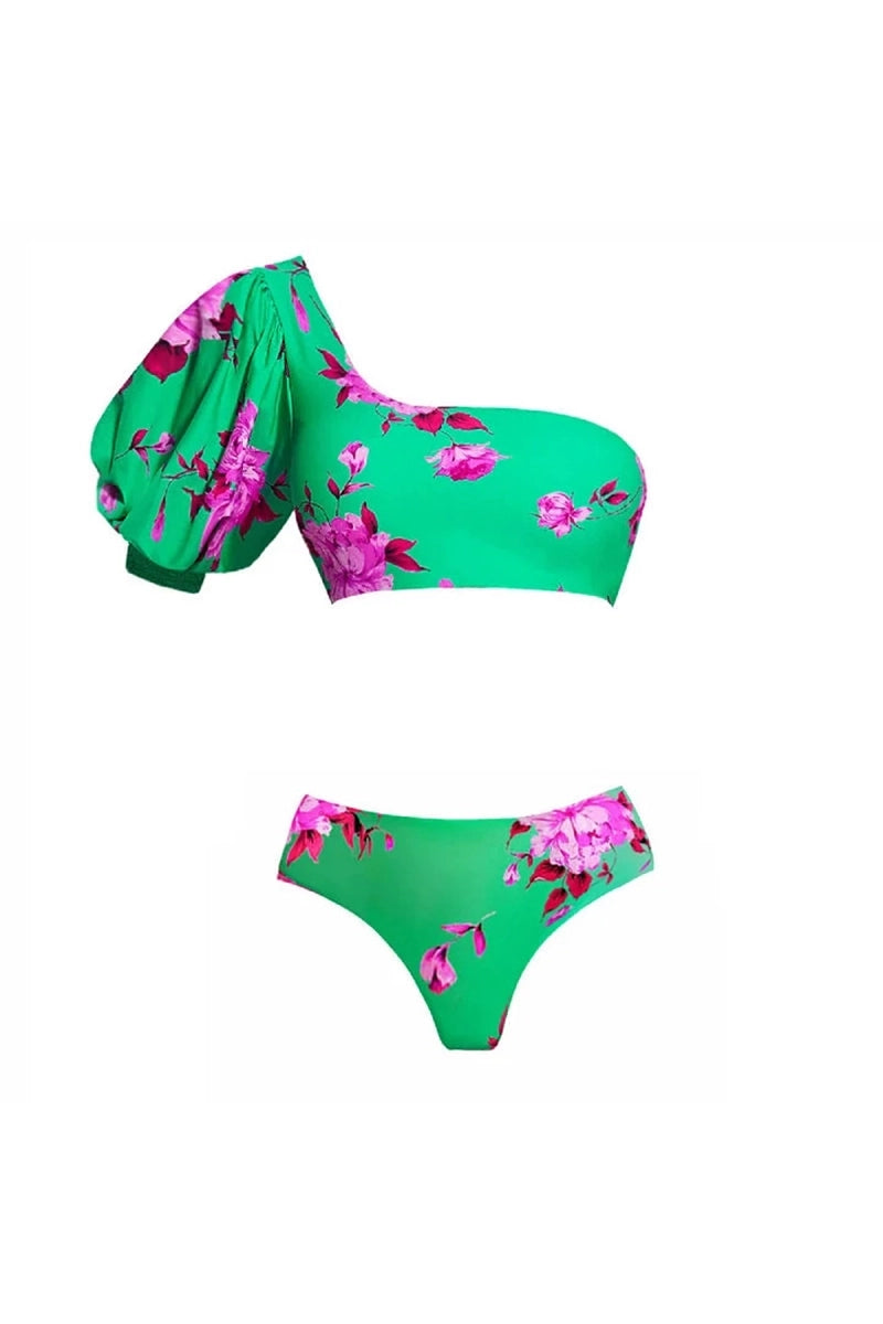 One-Shoulder Printed Bikini Set