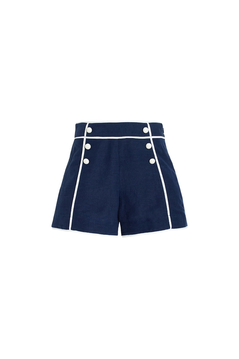 Navy Bandeau One Piece Shorts Set