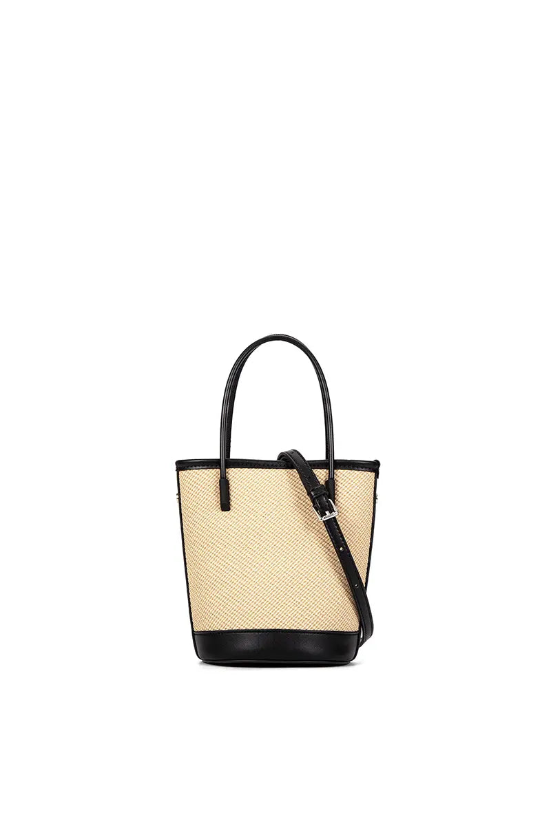 Mini Woven Leather Bucket Bag for Women