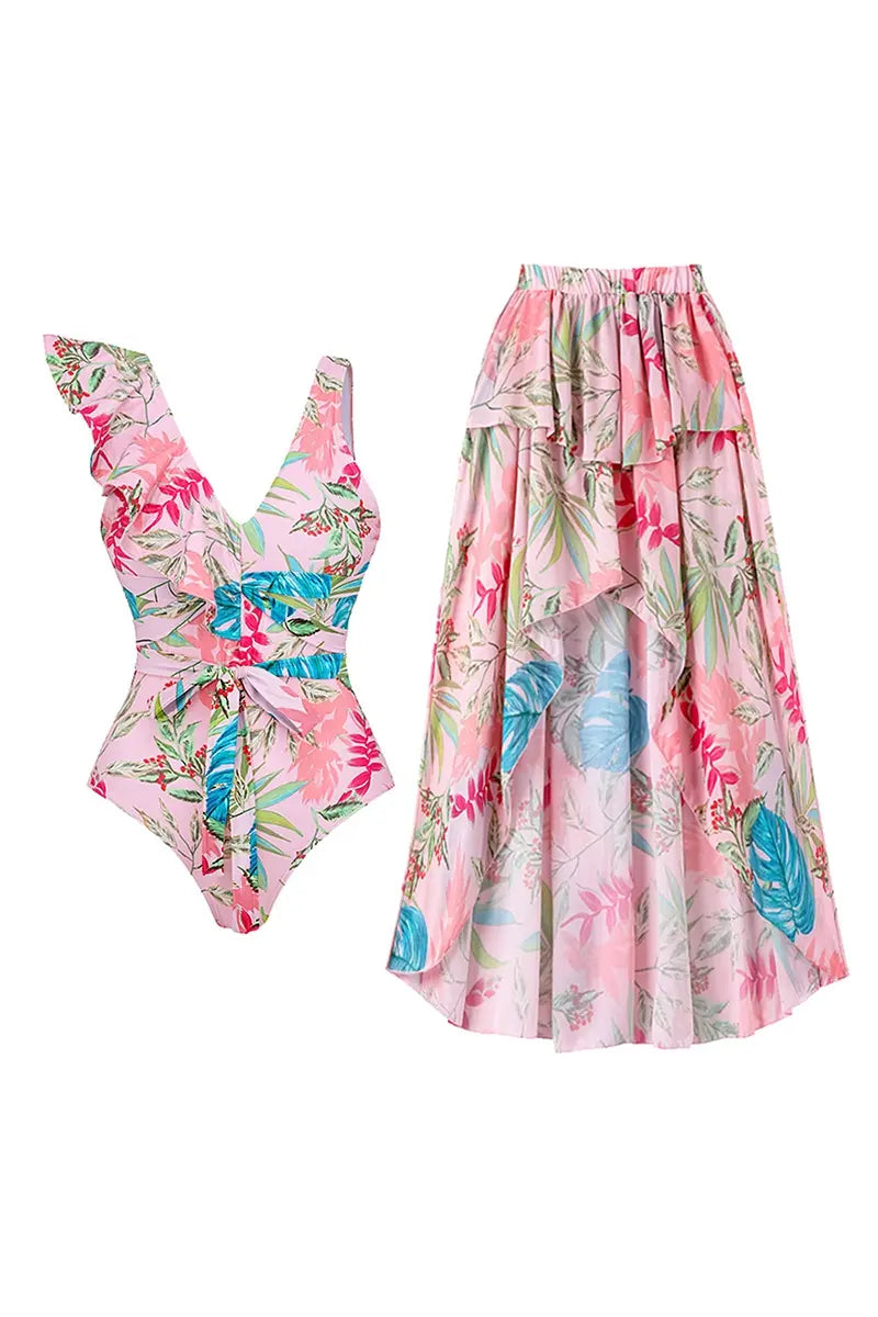 Vacation Floral Print Swimsuit Combo
