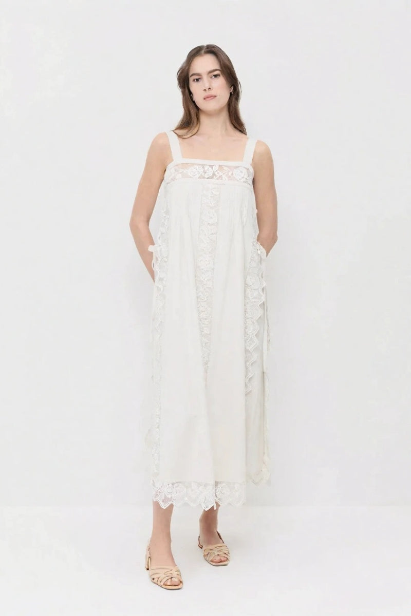 The Lace Linen Midi Dress