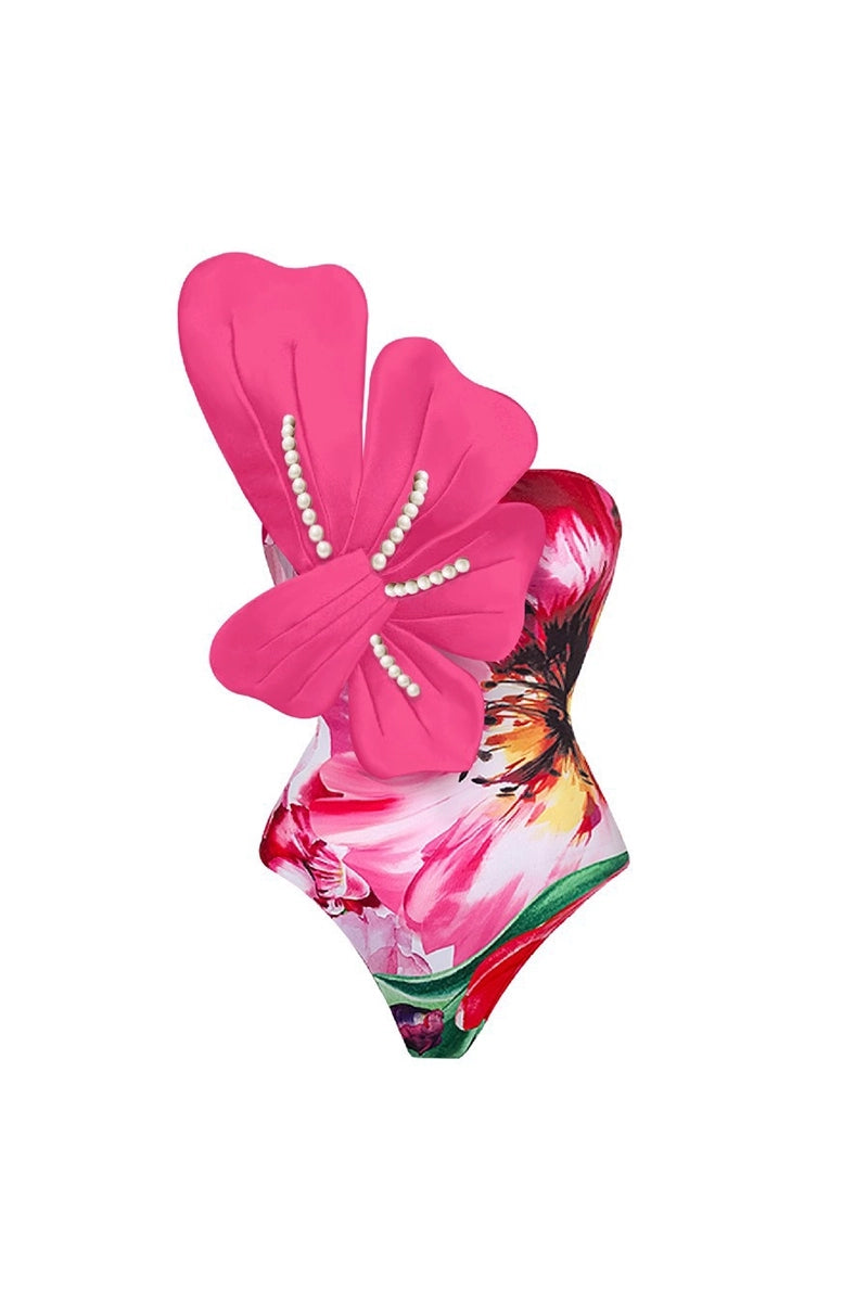 Printed Pearl-Embellished Swimsuit Set