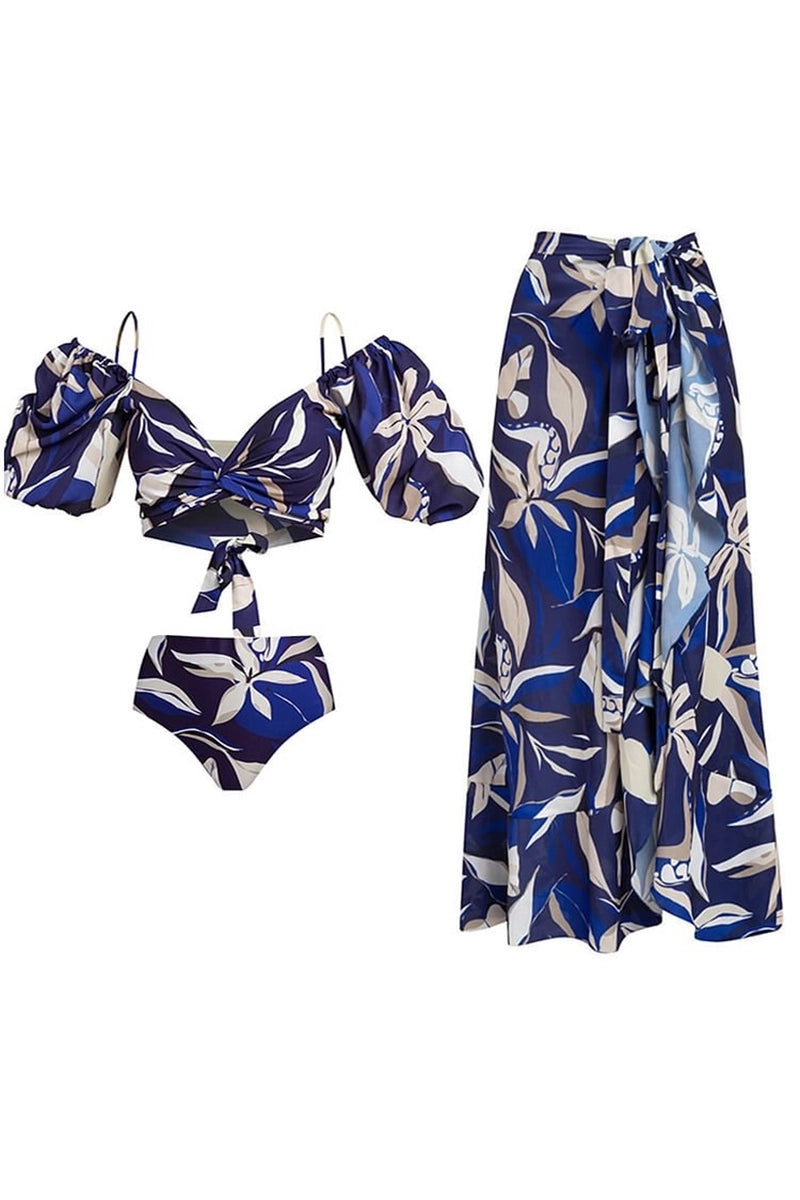 Off-Shoulder Tie-Back Floral Bikini Set