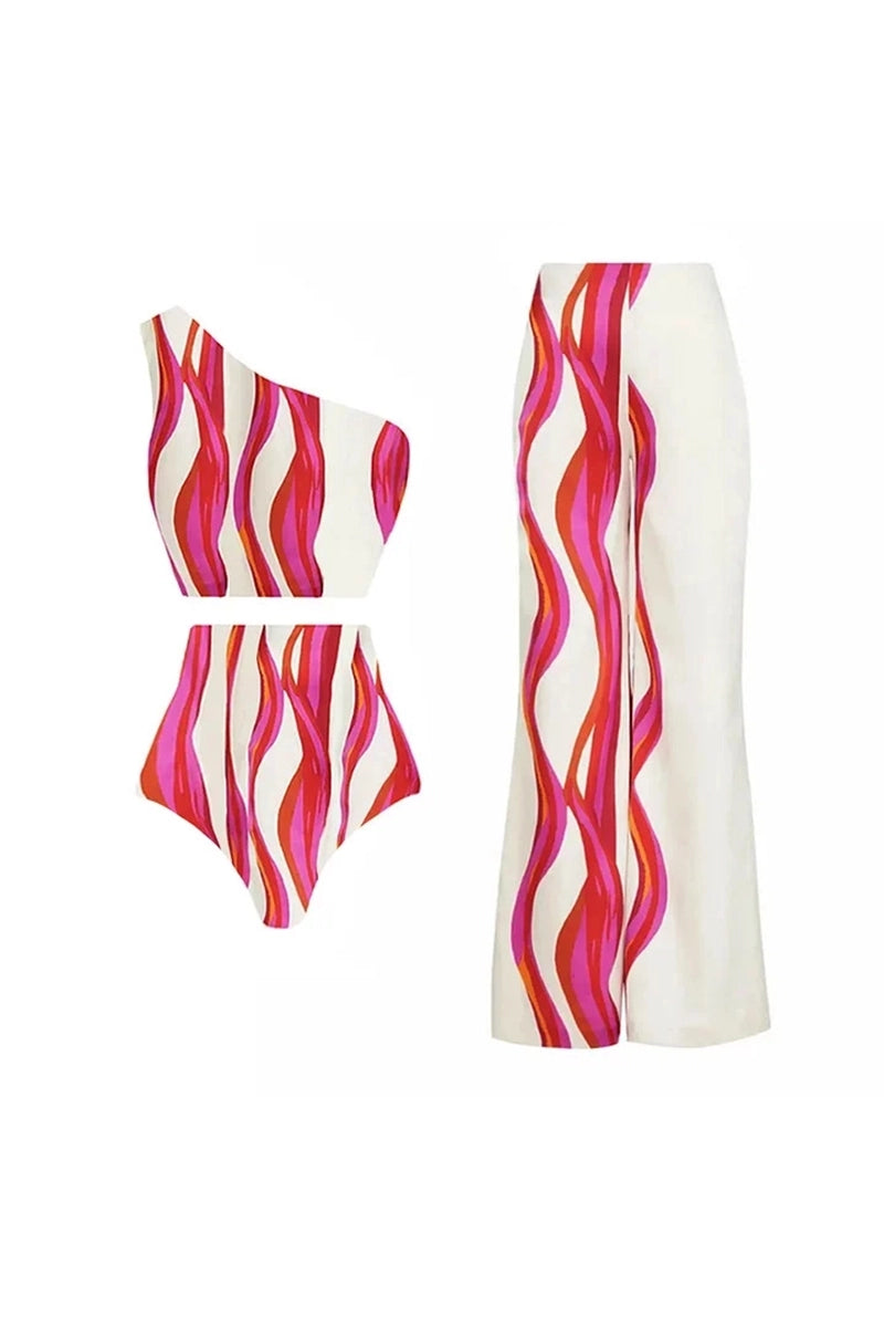 Halter Swimsuit and One Shoulder Bikini