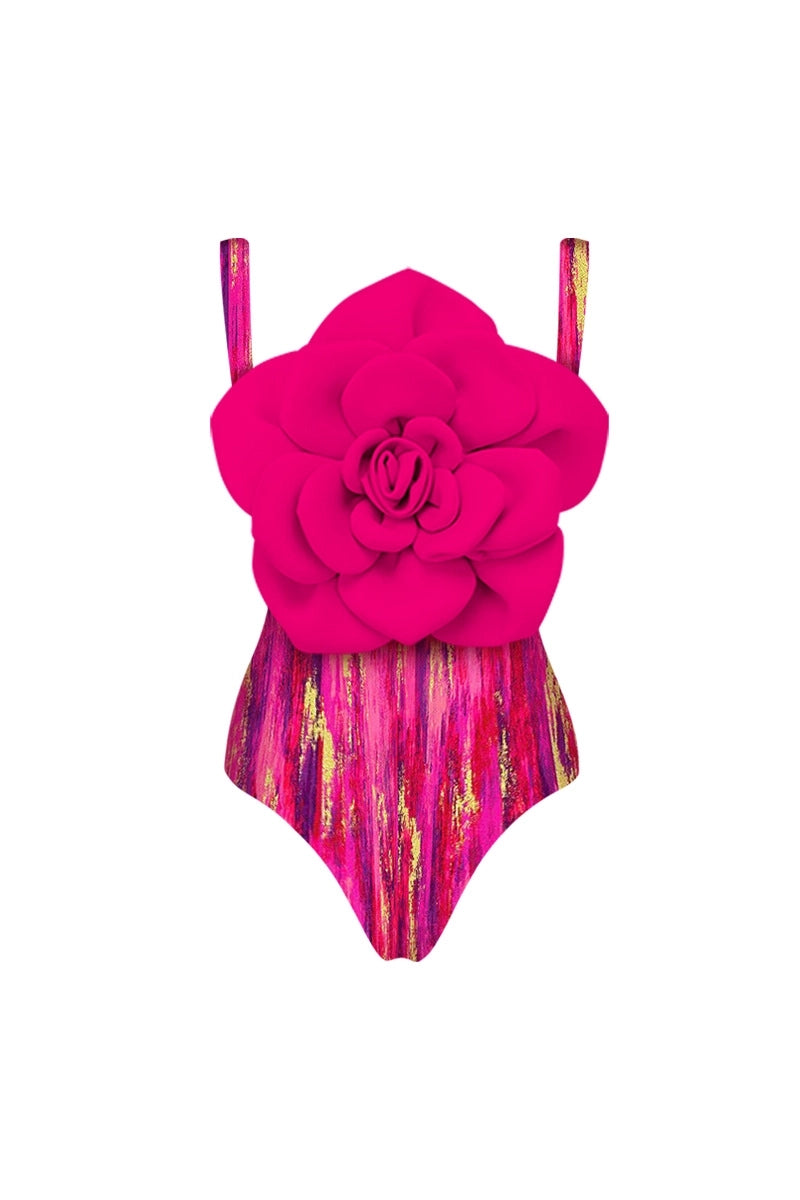 Swimsuit with Large Floral Decoration